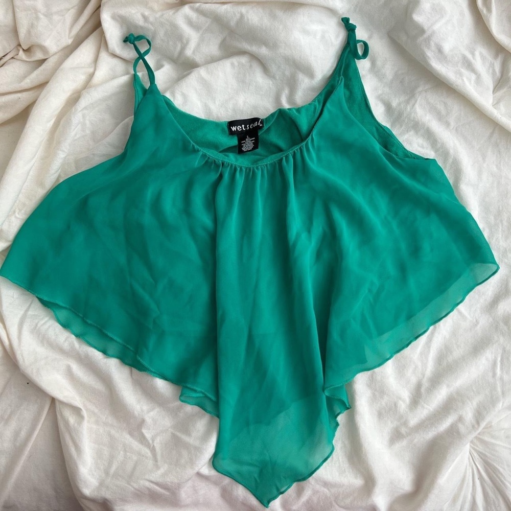 Green vintage fairy asymmetrical top